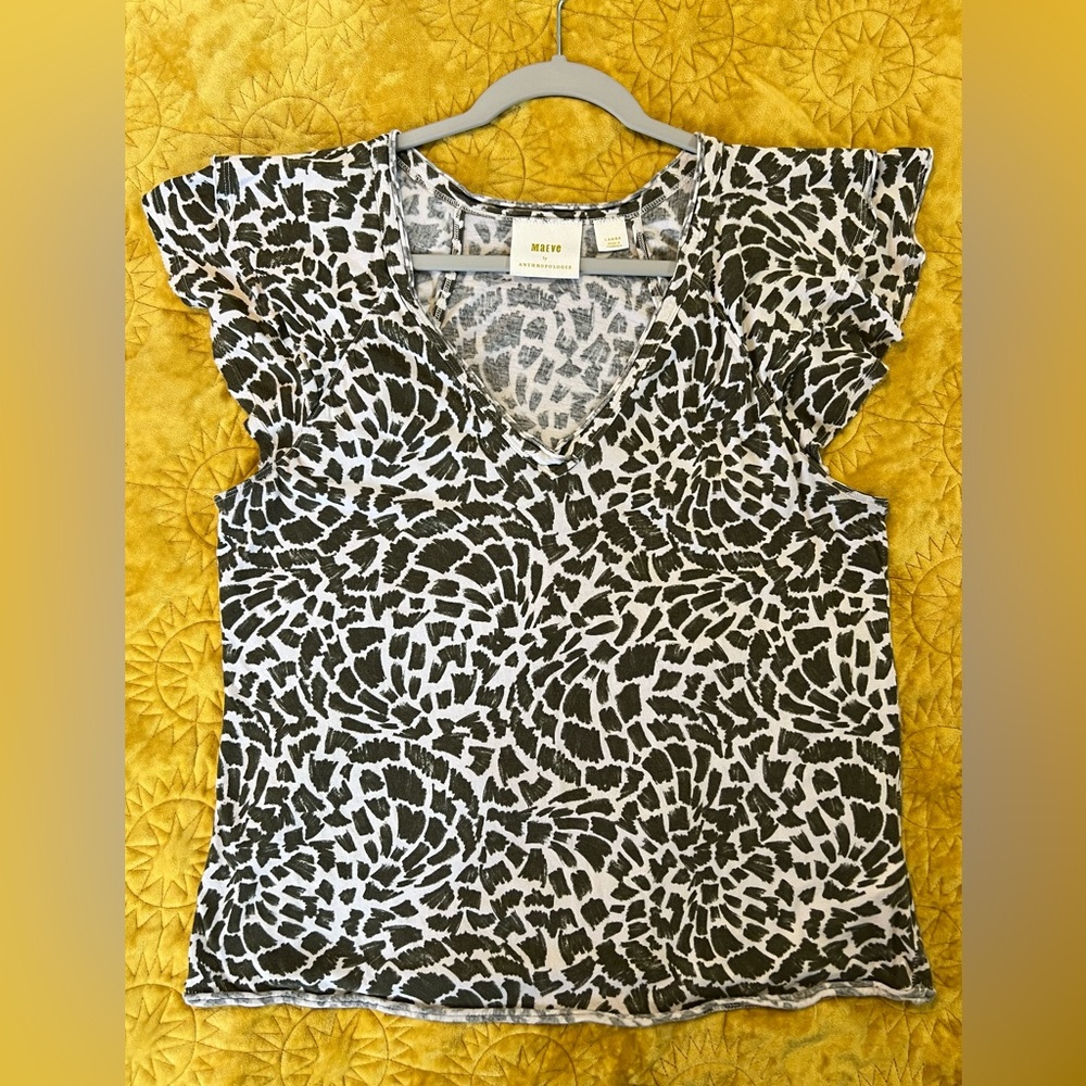 Anthropologie Maeve Catie ruffle sleeve tee size large